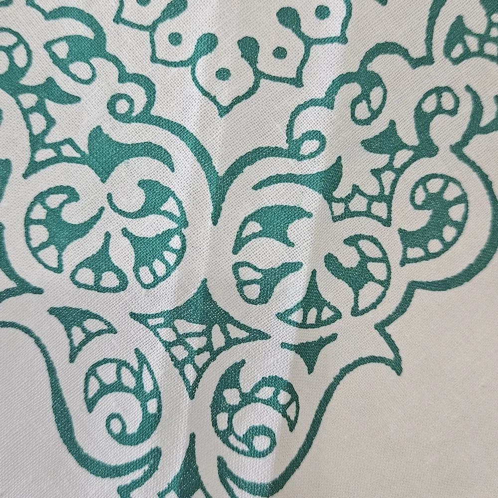 VTG Cotton Kitchen Apron & Bandana Set Blue Green Teal Swirled Design Pattern. - Picture 8 of 16